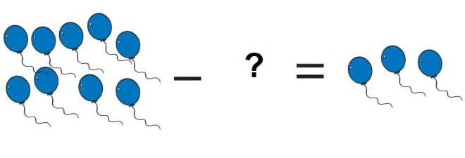 Math 2nd grade counting and subtracting objects sample question