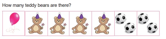 Math 3rd grade counting and adding objects sample question