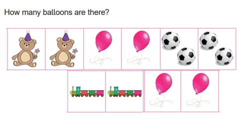 Math 3rd grade counting and adding objects sample question