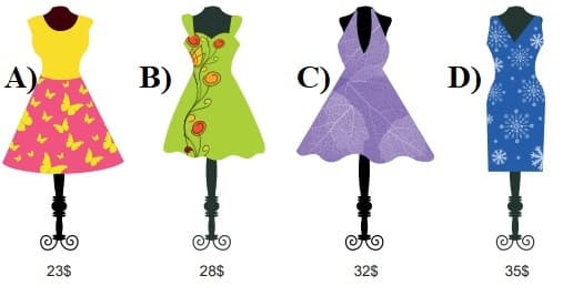 Math 3rd grade money, cheap-expensive sample question